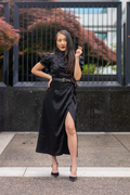 Sky High Slit Qipao / Cheongsam (Midnight Black)