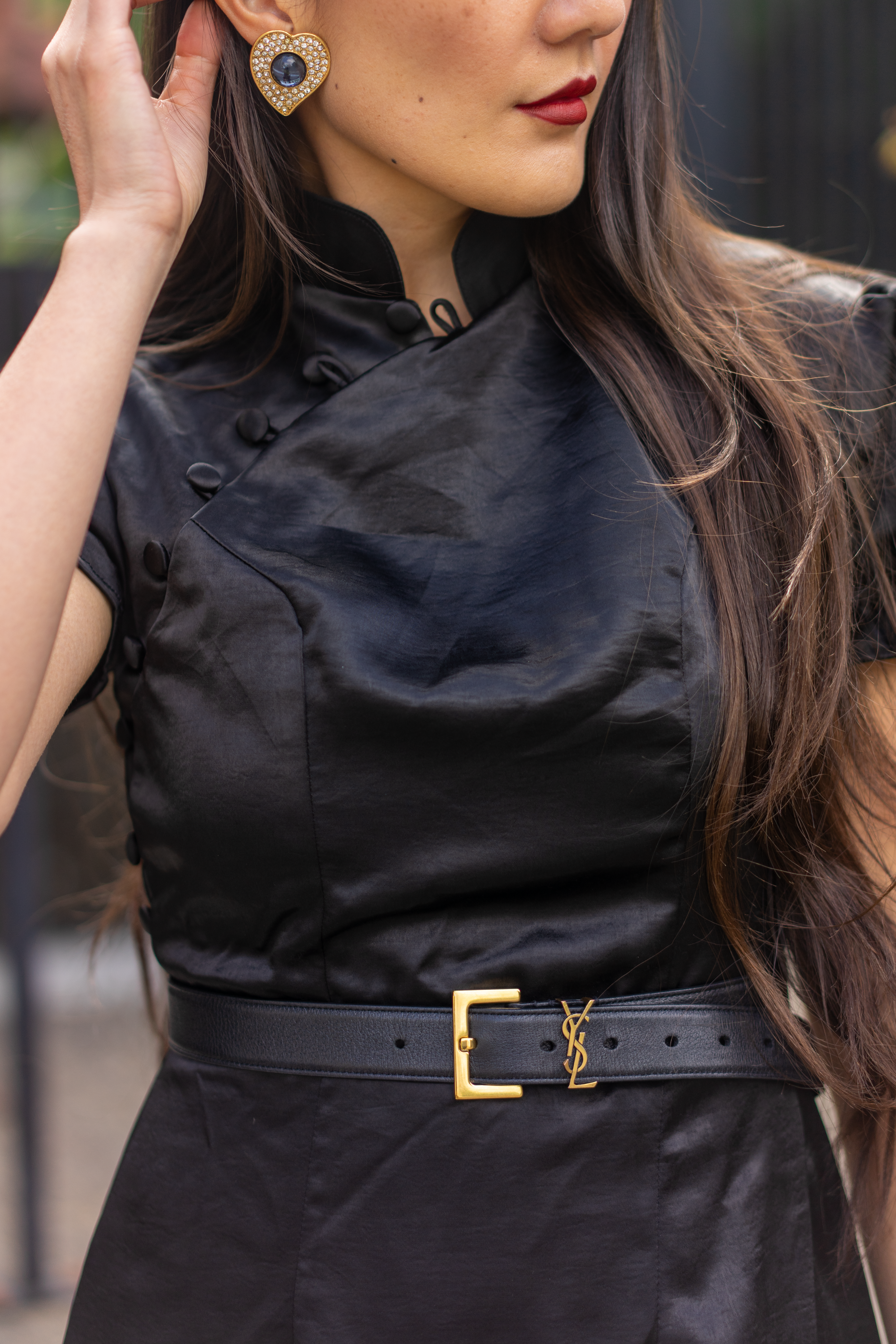 Sky High Slit Qipao / Cheongsam (Midnight Black)