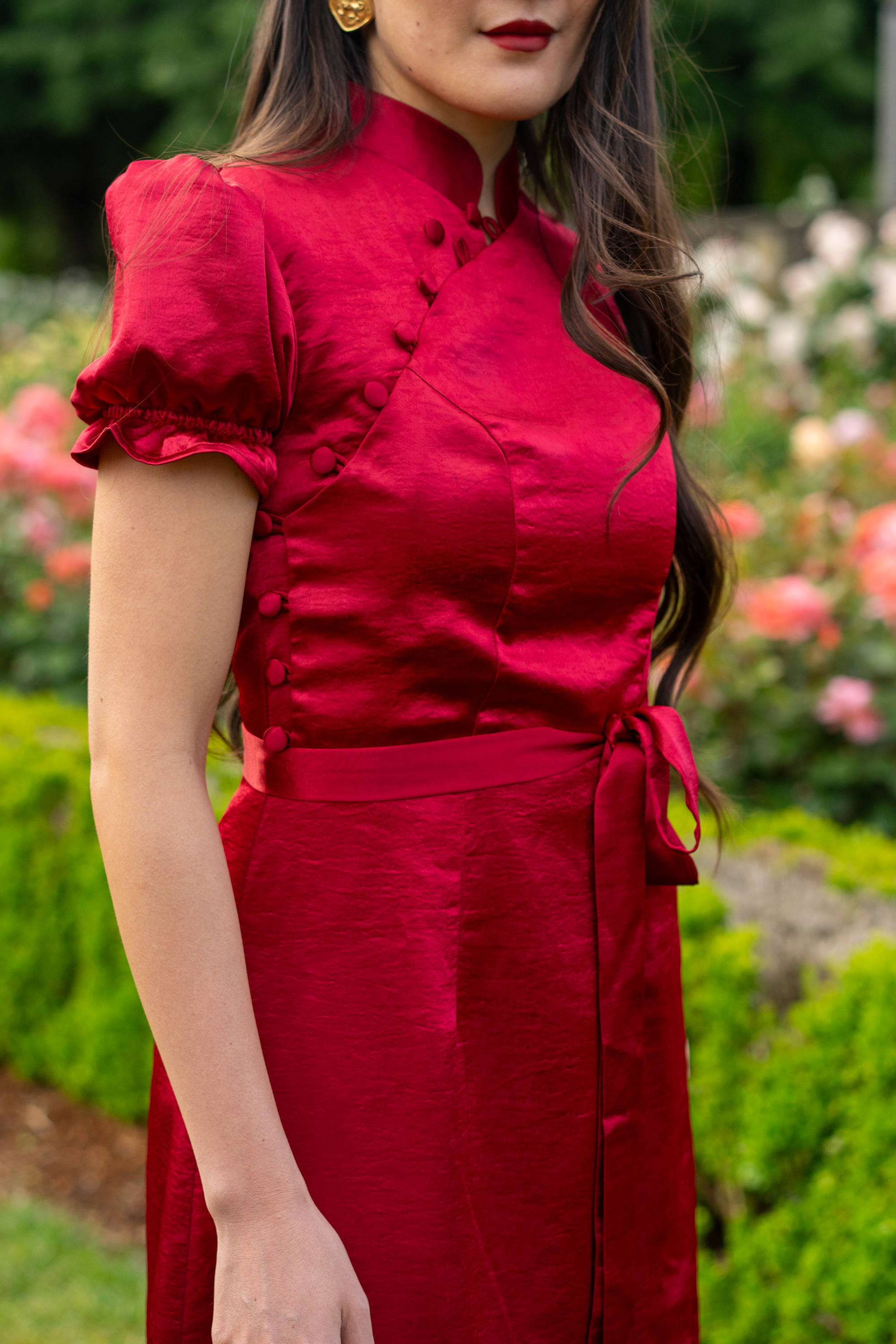 Sky High Slit Qipao / Cheongsam (Garden Rose Red)